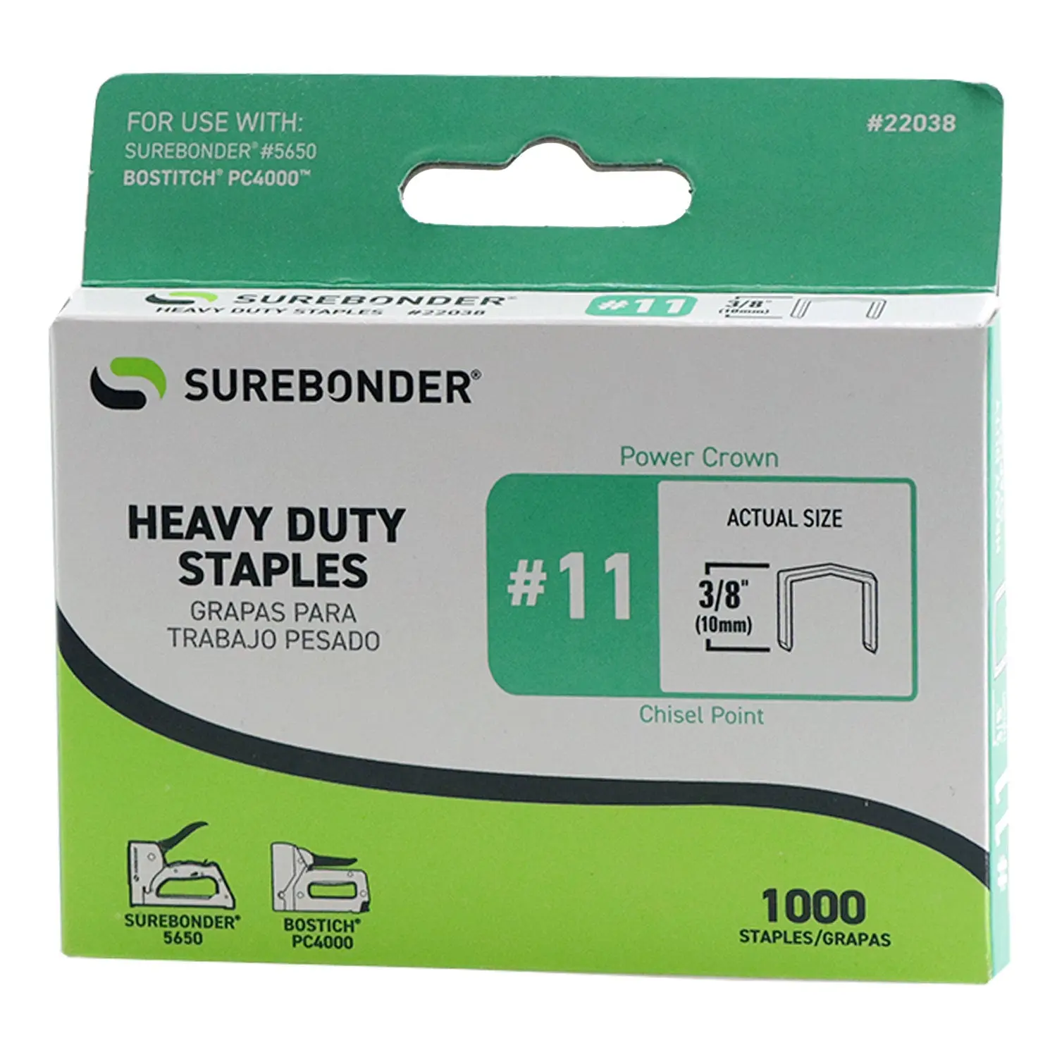 3/8" Heavy Duty Power Crown Staples - 1000 Count | #11 Series