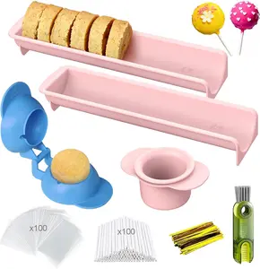 305Pcs Cake Pop Mold Kit, Including Cake Pop Cutter, Pusher, 2 Trays, Sticks and Wrappers, Non-3D Printed, Dishwasher Safe Baking Molds for Home Baking, Birthday Parties, Wedding