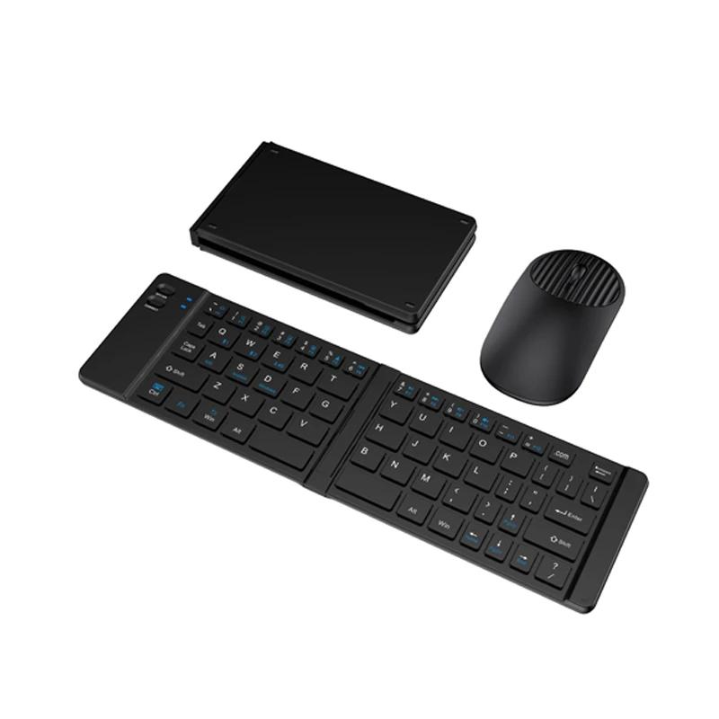 Foldable Tri-Mode Wireless Keyboard and Mouse Combo, Full-Size Silent Keyboard with Bluetooth/2.4G/Wired Connection, Rechargeable and Portable Design for Laptop, Tablet, Desktop, Boyfriend Gift