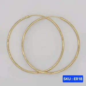 Beautiful Hoop Earrings  70mm XXL 2N Laminated Gold Fashion Jewelry for Women Versatile Stylish Accessory     SKU : ER18
