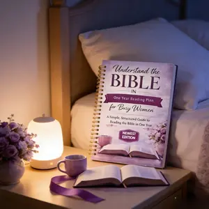 Christian Bible Reading Plan Book & Log, Portable Structured Daily Learning Journal, Ideal for Personal, Family, Group Use, Floral Design