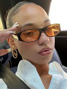 Women's Oval Sunglasses, Simple Fashion Design, Geometric Pattern, Perfect for Beach Vacations, Travel, and Daily Outings, Stylish Small Frame Shades