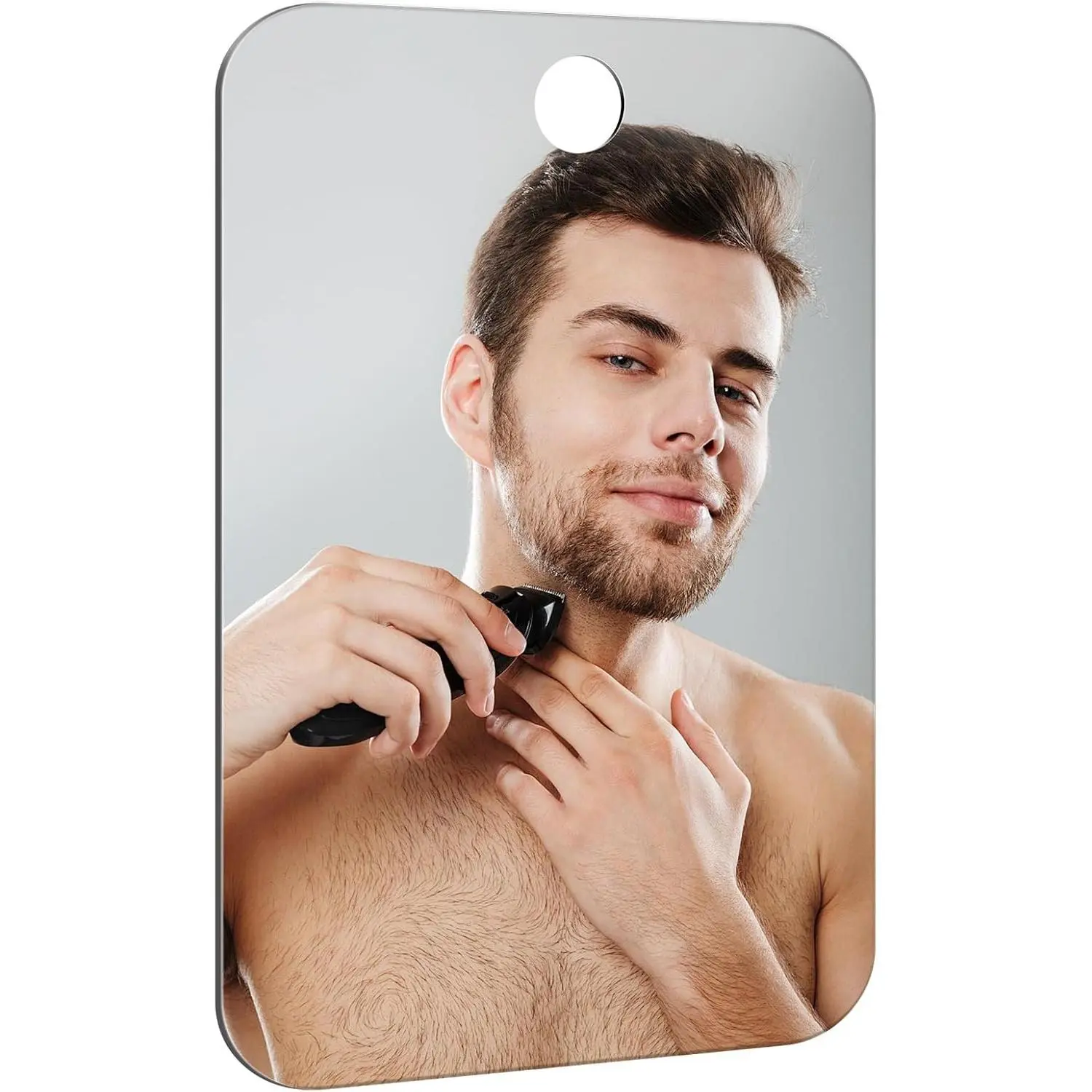 Darkgrey Frameless Acrylic Rectangle Wall Mirror - Advanced Fog-Free Technology for Shaving & Makeup, Wall-Hanging, 11.02in L x 7.87in W, 0.12in Thickness, 0.12" Thickness