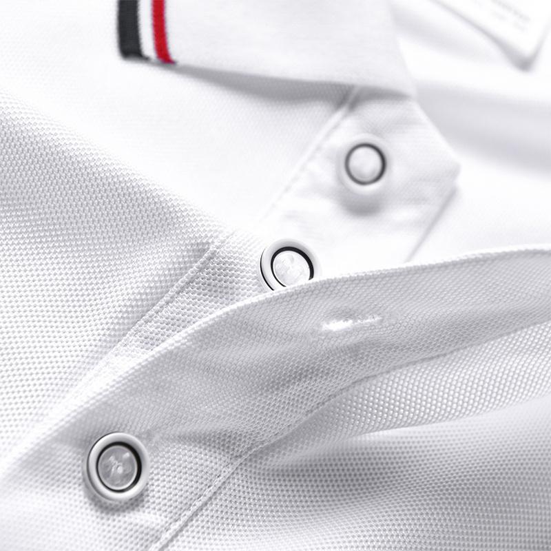 Men’s 4-piece short-sleeve polo shirt set—quick-drying golf/tennis apparel featuring a comfortable color-block design with collar and sleeve accents, suitable for casual sportswear.