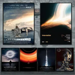 I-Interstellars Classic Films Science Fiction Space Poster Sticky Waterproof Wall Art High Quality Print Modern Art Design Aesthetic Home Living Bedroom Decor Trendy Room Decoration Easy-To-Apply Gift Durable