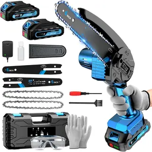 Mini Chainsaw, 6 Inch Chain Saw Cordless, 880W Powerful Electric Handheld Chainsaw with Automatic Oiler, with 2 Batteries and 2 Chains, Tree Trimmer Gardening Tools Gift for Men, Father, Dad