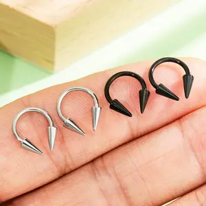 Oufer 16G 4PCS Bundle Spike Ends Horseshoe Septum Ring Snakebites Piercing Jewelry 316L Stainless Steel
