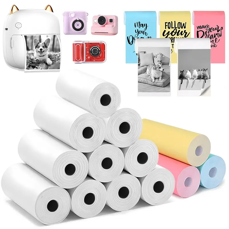 13 Roll Thermal Paper Set, Self-Adhesive Mini Printer Paper, Fits Most Portable Thermal Printers, Cute Face Design, 57x25mm, Perfect for Photos and Stickers, DIY Sticker Paper