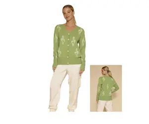 Cactus Knit Button Front Cardigan