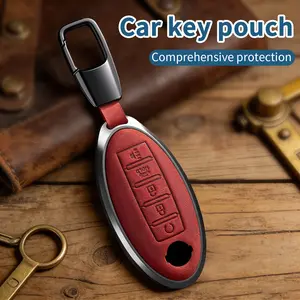 Car Key Cover for Nissan 5 Buttons Keys Fob Case genuine leather Keychain for Nissan Altima Sentra Rogue Pathfinder Murano Armada Maxima Versa Girly