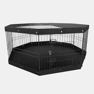 Versatile Metal Dog Playpen - 8-Panel Foldable Pet Exercise Pen with Top Cover and Bottom Pad    DO cat tent dogcages