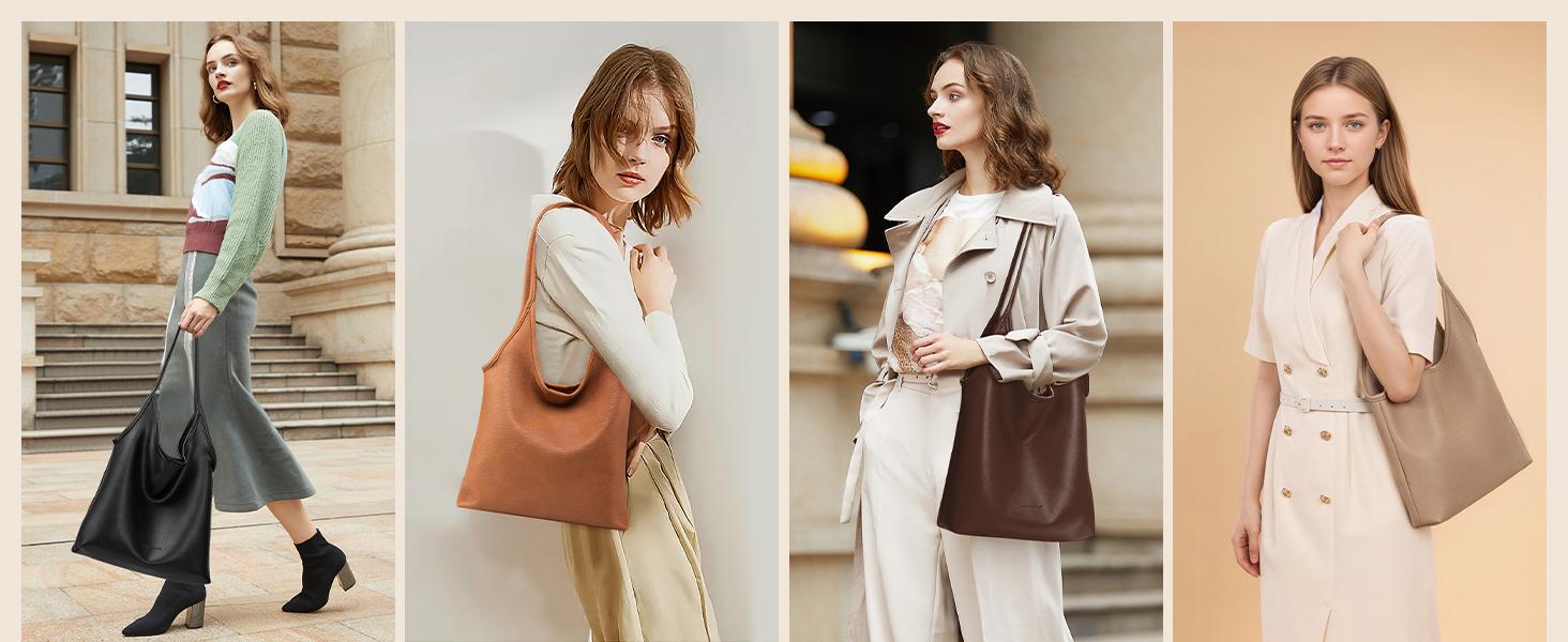 Montana West Slouchy Hobo Bags for Women Soft Designer Shoulder Purses Ladies Top Handle Handbag