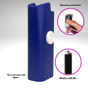 FLKR LYTR: Blue Spinner Lighter Case for Bic Lighters High-Quality Polypropylene Body Spinning Mechanism Matte Finish Accessory - Rotating