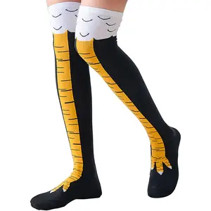 Funny Crazy Chicken Leg Socks Feet Over The Knee 21.65" Thigh stockings,Funny Gifts For Party Novelty Socks For Man&Women 6-10