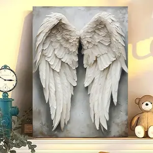 Room Decor 1pc Creative Feathered Wings Canvas Art Print, Frameless Wall Decor Poster, Modern Aesthetic Wall Art for Home, Bedroom, Living Room, Bathroom, Hotel, Cafe, Office - 30.48x40.64 cm