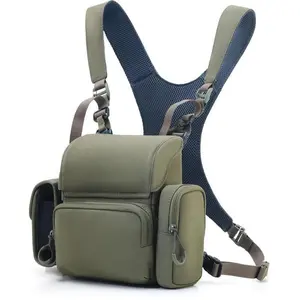 Double eye safety belt chest bag: waterproof double tube box with distance measuring pocket, suitable for bird watching and hiking