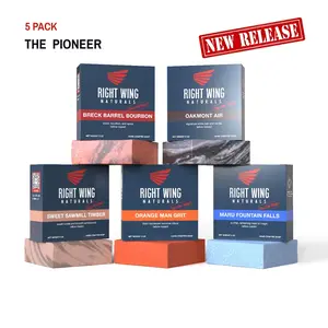 RIGHT WING NATURALS The Pioneer 5-Pack Men’s Tallow Soap Set – Handcrafted American 5-Bar Bundle with Bourbon, Citrus, Sandalwood, Oak & Fresh Mountain Scents – Grittiest Grooming Collection for Trailblazing Men
