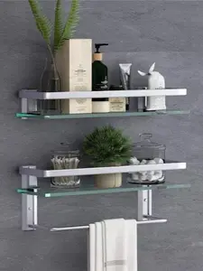 15.7in Bathroom Shelf Wall Mounted Floating Glass