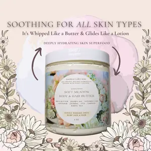 Soft Organic Floral Body Butter, Skin Soothing & Deep Moisture Repair
