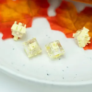 GATERON Jelly Series Keyboard Switches, Linear Tactile Silent RGB LED 5 Pin Factory Pre-lubed Full POM Key Switches for MX Mechanical Keyboard (Yellow)