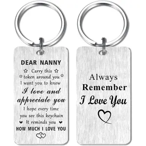 Nanny Gifts for Women, Best Nanny Ever Birthday Keychain Gifts, Love and Thank You Key Chain from Granddaughter Grandson