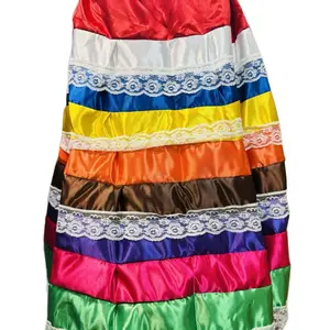 Salla de Santos Skirts for Santos 9 Colors Shango Ochun Yemaya Elegua with Colorful Stripes and Lace Trim