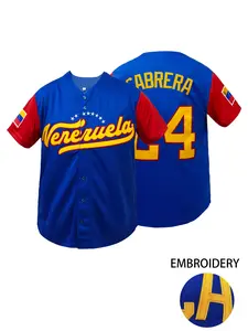 High Quality "Venezuela 24" Stitched Baseball Jersey,Embroidered Baseball Jersey,Loose Short Sleeve Comfortable Sportswear Breathable Baseball Shirt,Perfect for Outdoor Sports, Casual Wear, Unisex All Seasons