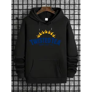 Stylish Twisted Tea Graphic Hoodie With Alphabet Print And Comfortable Stretch Fabric For A Relaxed Casual Look