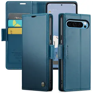 Leather Flip Cover Card Slot Stand Shockproof Phone Case for Google Pixel 10 Pro Xl, Pixel 9 Pro Xl, Pixel 8 Pro, Durable Protection