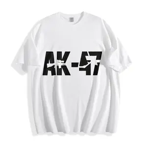 Casual Streetwear Style Unisex T-Shirt Ak 47 Graphic Design Summer And Spring Wear Perfect Gift For Gun Enthusiasts And Military Fans
