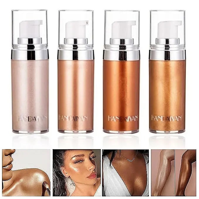 HANDAIYAN Shimmer Body Highlighting Liquid Glow Oil - Face & Body Luminizer Moisturizer for Dry Skin, Hydrate, Smooth Texture, 4 Vibrant Colors Beauty Products with Radiance, Natural