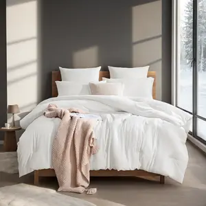 All-Season Oversized White Plump Duvet - Winter Snow Day Bedding for Bedrooms and Hotels Warm Fluffy Filling Nordic Bohemian Style Perfect Christmas Gift