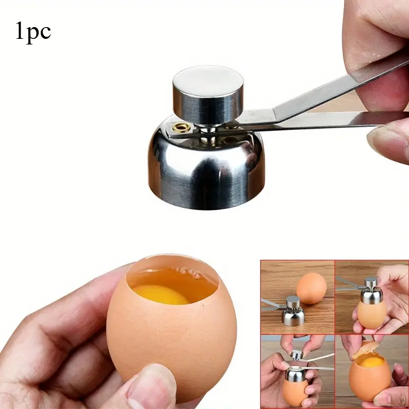 1pc, Stainless steel egg shell opener, creative eggshell separator, household single and double head egg opener