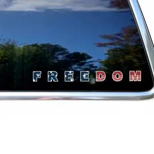 Patriotic Funny Freedom Text Vinyl Decal - Sticker for Cars, Universal Car Exterior Accessory, American Flag-Themed Outdoor-Use Vinyl Decals for Water Bottles, Laptops