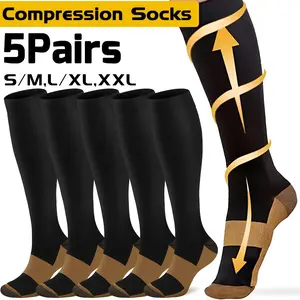 Unisex Copper Compression Knee Socks - Anti-Fatigue, Performance Enhancing for Running, Cycling, Camping, Gym Workouts & Sports Activities grip socks compressionsocks
