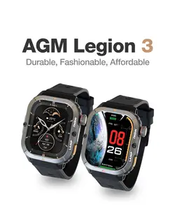 AGM Legion 3 Ultimate Rugged Smartwatch for Men, 1.95" AMOLED Military-Grade Outdoor Sports Watch with LED Flashlight, 5ATM Waterproof & IP69K
