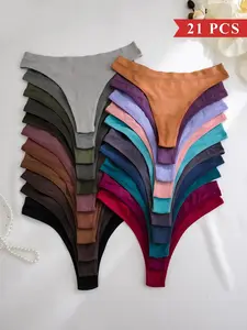 Women's Solid Color Drop Waist Thong, Soft Breathable , Soft Knicker for Daily Wear, Women's Fashion Comfy Underwear for All Seasons Fabric Womenswear Casual Everyday Twist tummy control hip period Reusable Bamboo Pads Menstrual Set Tang Men's Style
