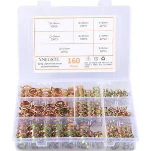 Spring Band Type Fuel Line Silicone Vacuum Hose Water Pipe Clamp Low Pressure Air Tube Clamps Fastener Assortment Kit 8 Sizes 160PCS