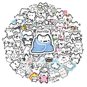 62pcs Cute Doodle Cat Stickers Pack, Waterproof Kawaii Cat Funny Cat Meme Decals for Laptop, Water Bottle, Journal & Scrapbook, Cat Lover & Kawaii Aesthetic Gift