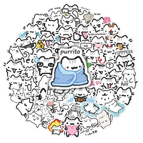 62pcs Cute Doodle Cat Stickers Pack, Waterproof Kawaii Cat Funny Cat Meme Decals for Laptop, Water Bottle, Journal & Scrapbook, Cat Lover & Kawaii Aesthetic Gift, Cute Animal Stickers