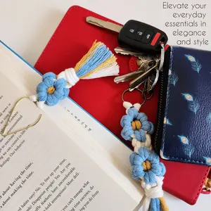 Set of 1 Daisy Flower Keychain and 1 Bookmark Charm