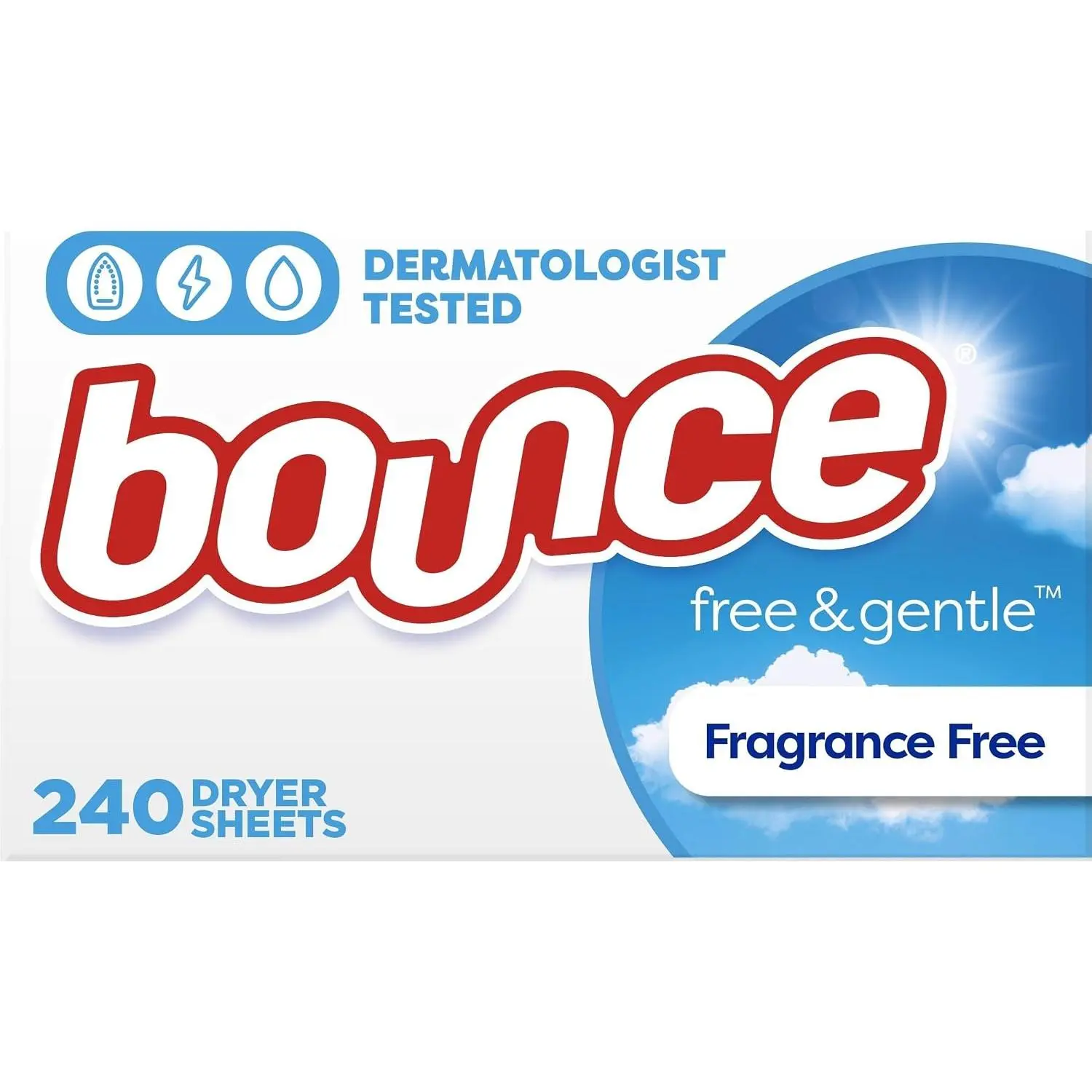 Unscented Bounce Free-Gentle Dryer Sheets, 240 Count for Home Care & Household Cleaning Needs
