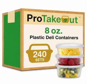 ProTakeOut, [8 oz] Heavy-Duty PP Deli Containers with Lids – 240 Sets (24/20) | Microwave & Freezer Safe | Durable, Leak-Resistant & Reusable | Ideal for Food Storage, Meal Prep, Restaurants & Catering