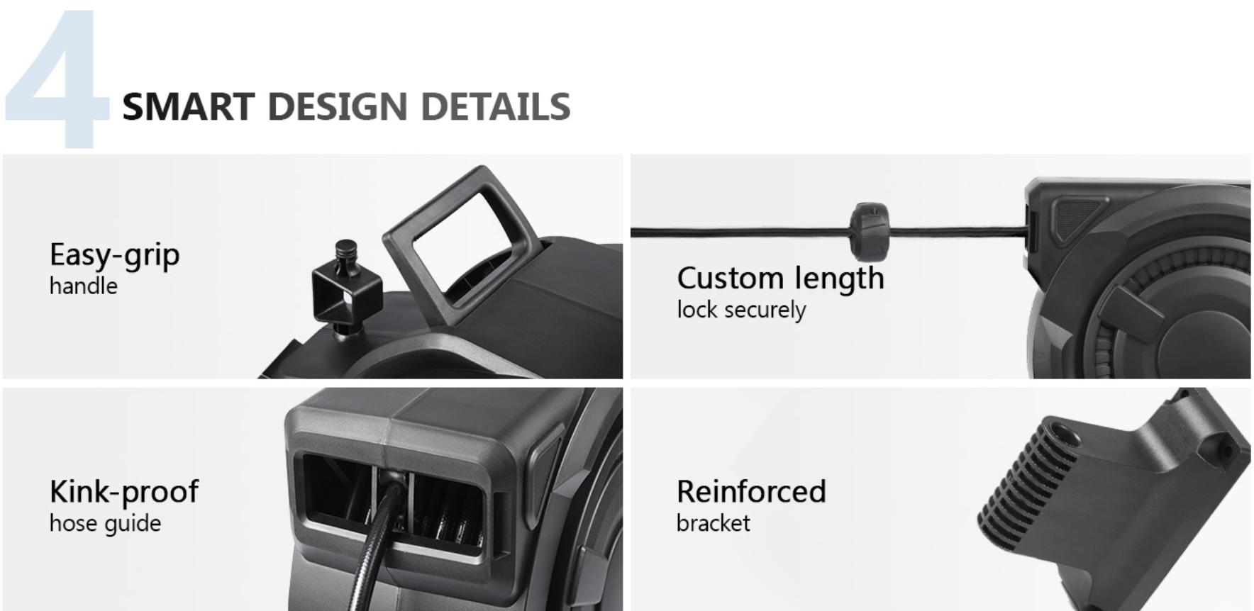 Retractable Garden Hose Reel 1/2 in x 100 ft, Durable Wall-Mounted Hose Reel with 10 Spray Modes, Auto Slow Retract System, 180° Swivel Mount, UV-Resistant Design Retractable Garden Hose Reel 1/2 in x 100 ft, Durable Wall-Mounted Hose Reel with 10 Spray Modes, Auto Slow Retract System, 180° Swivel Mount, UV-Resistant Design