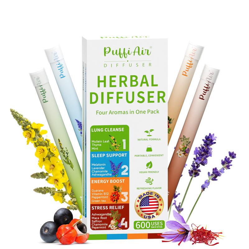 PuffiAir Natural Herbal Diffusers made of herbal extract for Lung support/ Energy boost/ Sleep / Relaz