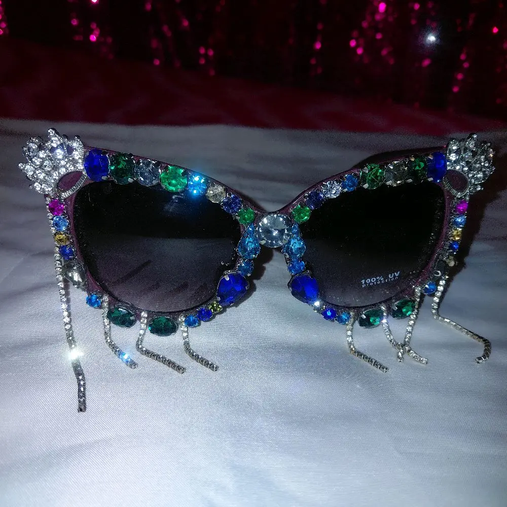 Cocomoney Glasses custom 1 of 1 pair sunglasses gemstones plastic materials uv COCOMONEY.STORE