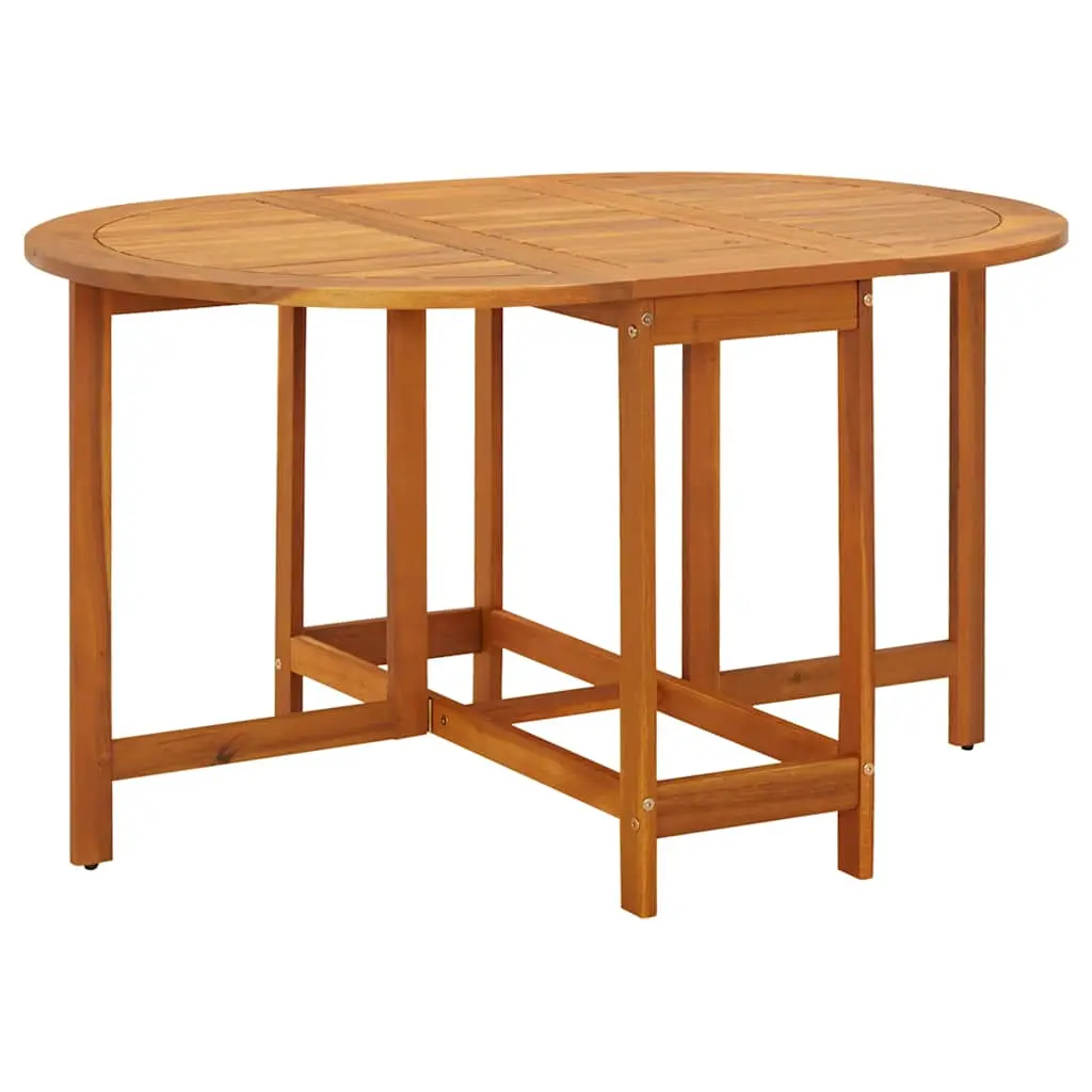 Rustic Solid Acacia Wood Dining Table 51.2x35.4 in Expandable Oval Design For Indoor Outdoor Use Wooden Garden Adjustable Furniture 42659