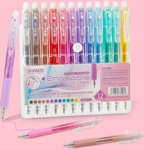 (Back-to-school) NOLUCK Retractable Erasable Gel Pens Clicker, Fine Point 0.7mm, Assorted Color Inks for Drawing Writing, 12-Pack