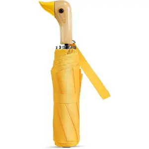 Cute Duck Handle Umbrella, Compact Travel Yellow Duck Head Umbrella for Adults and Girls, Lightweight Portable Folding Rain Umbrella for Backpack, School, Walking, Commuting, Outdoor Use and Fun Gift Ideas