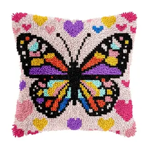 latch hook kits for adults Latch Cushion pcs,Valentine's Day giftBirthday gift,Pre-print pattern needle art set DIY pillowcase, for or Beginners Adults to Knott, DIY Latch Hook pcs, 43cm x 43 cm/17inx17in